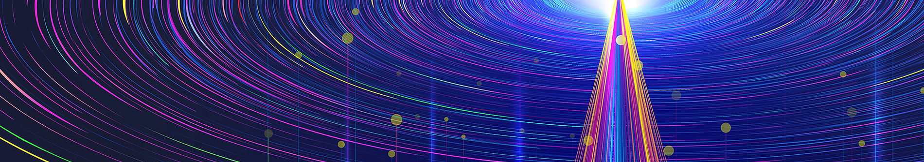 glowing blue, pink and yellow swirls and lines